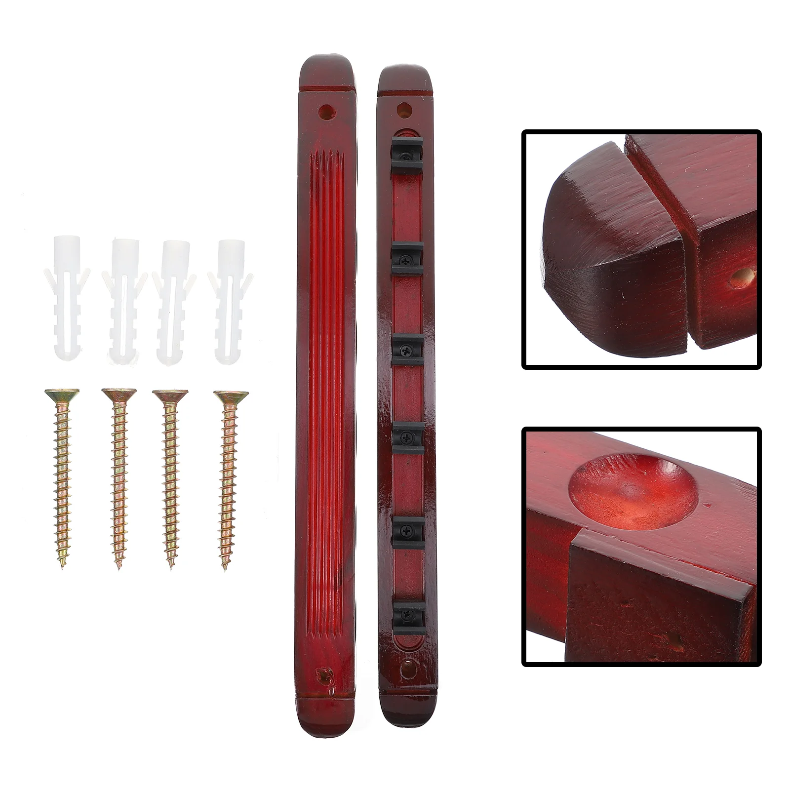 

1 Set Wall-mounted Rod Storage Rack Six Holes Billiards Pole Display Rack Wood Cue Rack