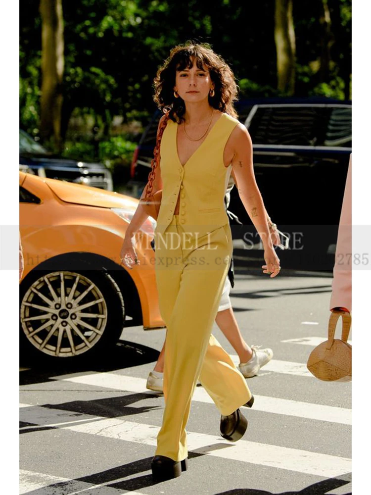 

Ladies Tank Top Fashion Classic V-Neck Sleeveless Jacket Button Casual Slim Fit Solid Color Street Style Commuter