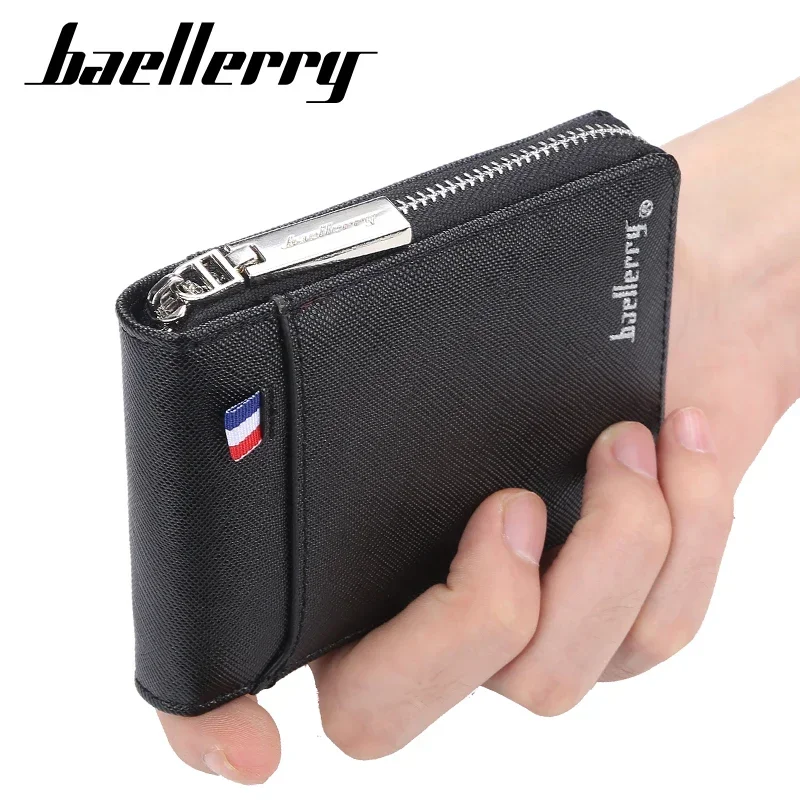 

Fashion Zipper Men's Wallet Small Short Credit Card Holder For Male Vintage Mini Man Purse With Coin Pocket 058-K9105