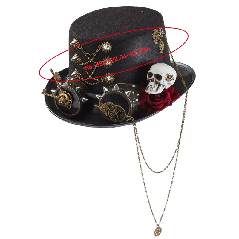

Vintage Women Fedora Steampunk Rose Goggles Skeleton Head Top Hat Gothic Cosplay Party Gears Punk Hats Accessories