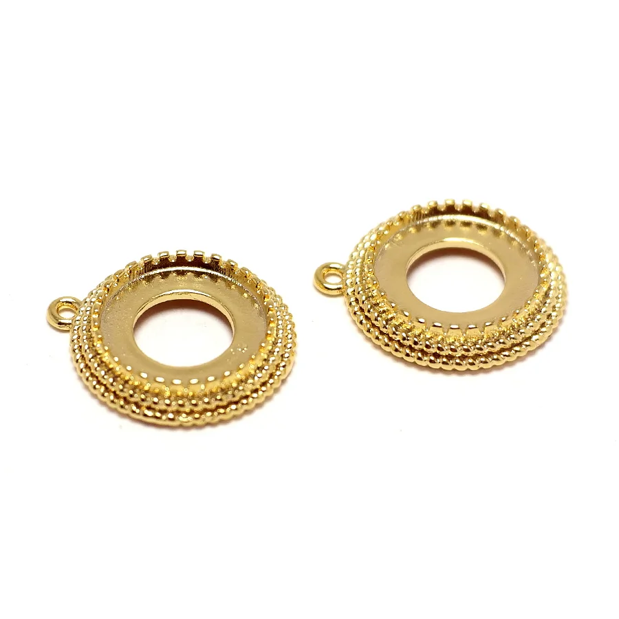 

4pcs Round Wavy Charms,Gold Color Plated Brass,16x14mm Textured Drop Pendant,Earring Jewelry Necklace Making