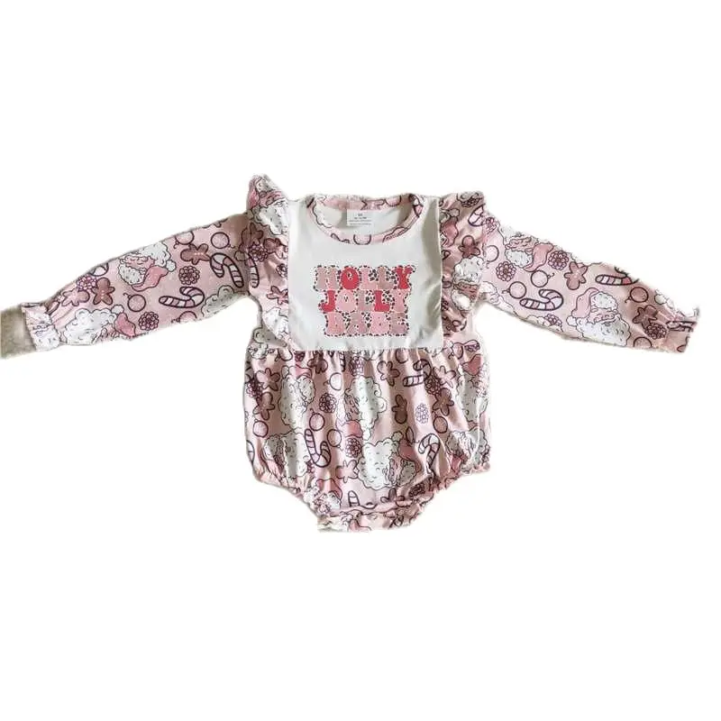 

Baby Girls Christmas Girls Clothing Santa Claus Print Long Sleeve Bodysuit Milk Silk Baby Romper