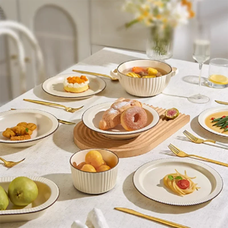 

Japanese Ceramic Tableware White Bowl Utensil Dinner Plates Full Set Kitchen Jogo De Pratos Decoration And Table Accessories