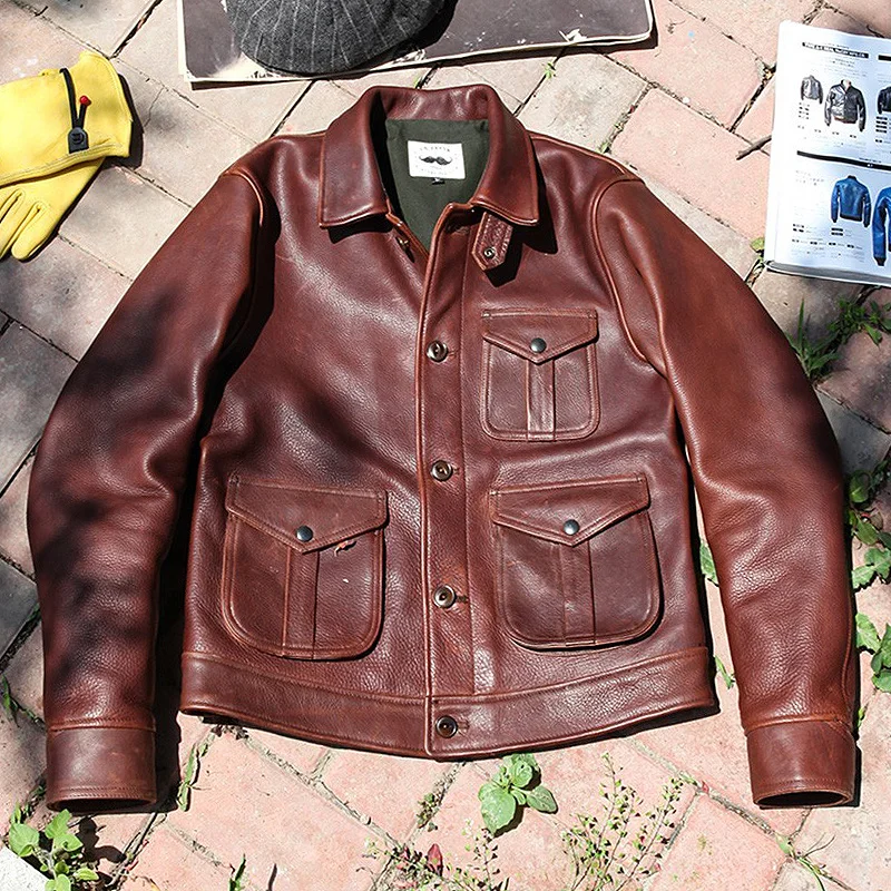 

SDH2200 Super Top Quality Heavy 1.7mm Genuine US Horween Cow Leather Slim Classic Cowhide Stylish Rider Jacket