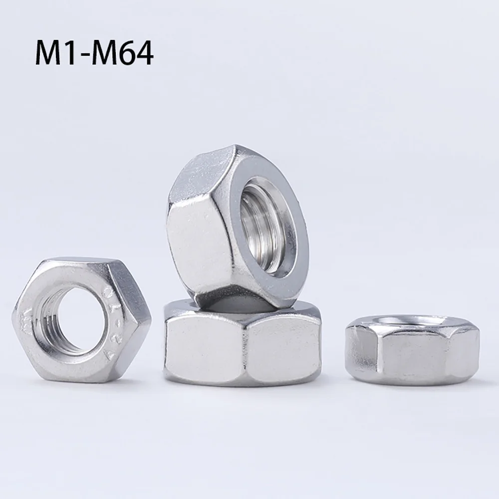 M1 M1.2 M1.4 M1.6 M2 M2.5 M3 M3.5 M4 M5 M6 M8 M10 M12 M14 M16 M18 M20 M22 M24...M64 304 Шестигранная гайка из