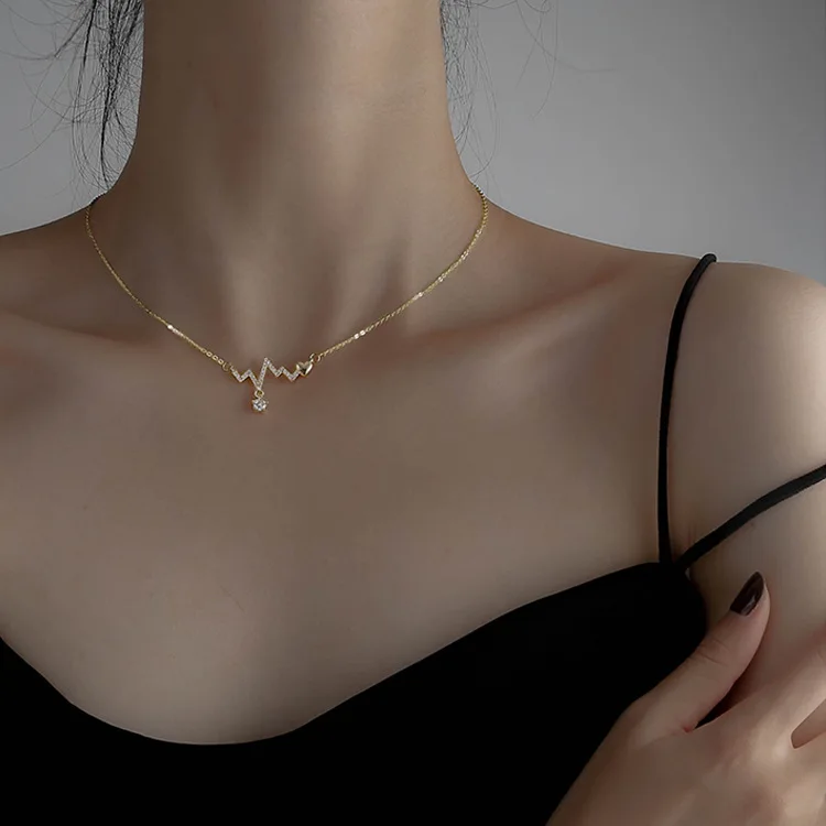 

Heartbeat Best Necklace Women Love Heart Crystal Pendants Clavicle Chain Dainty Collares Medical Nurse Doctor Lover Gifts