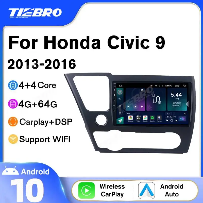 

Автомобильный мультимедийный плеер для Honda Civic 9 LHD 2013-2016 8G + 128G Android 10 GPS-навигация 2DIN стерео радио Автомобильный видеоплеер 9''