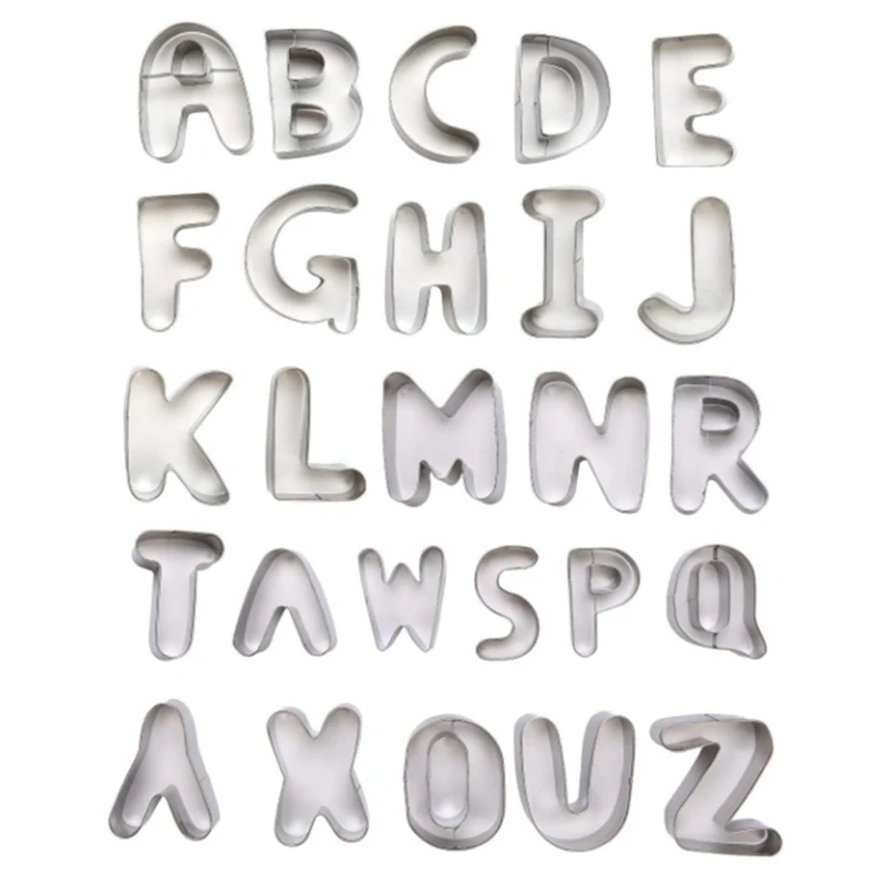 

26Pcs Alphabet Fondant Cake Mold, Cookie Stamp Impress, Embosser Cutter, Upper Case Numbers Shape DIY Cookie For Baking