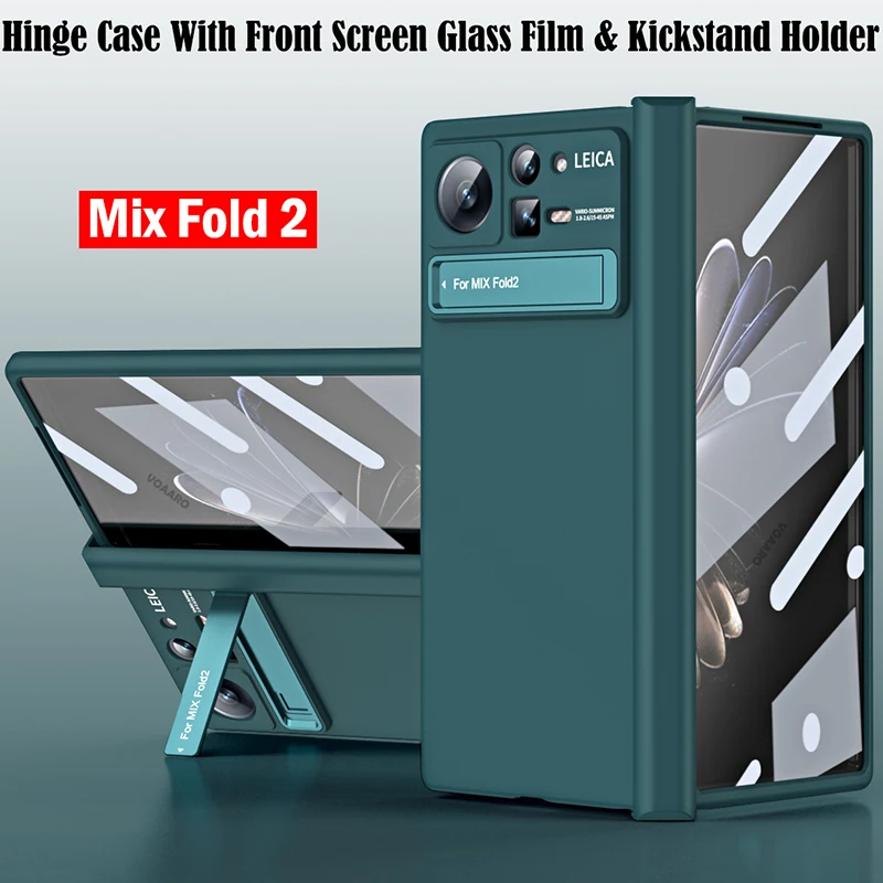 

For Xiaomi Mix Fold 2 Hinge Case with Bracket Holder Front Screen Film Protector for Xiaomi Mix Fold 2 Hinge Protective Case New