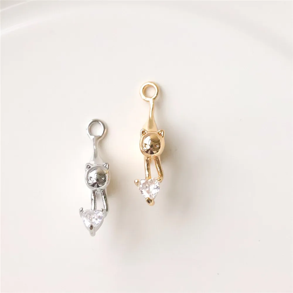 Медное настоящее золото трехмерная любовь циркон кулон в виде домашнего