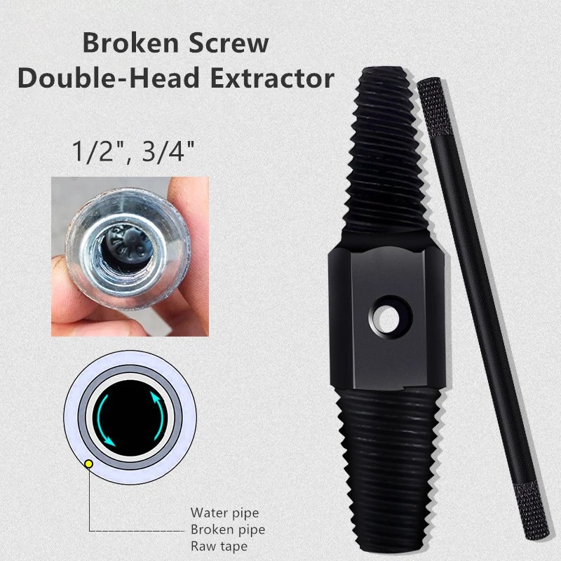 

Double-Head Tap Faucet Valve Screw Extractor Set Damaged Broken Wire Water Pipe Bolt Extractor Speed Out Thread Repair Taps Tool