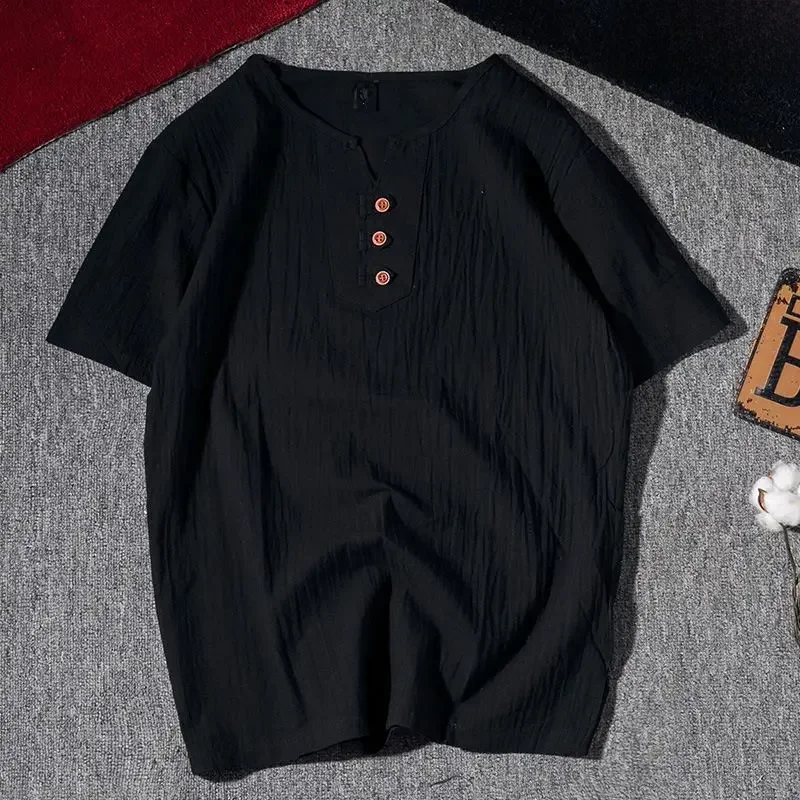 Футболка мужская свободного кроя короткий рукав v-образный вырез модный топ из