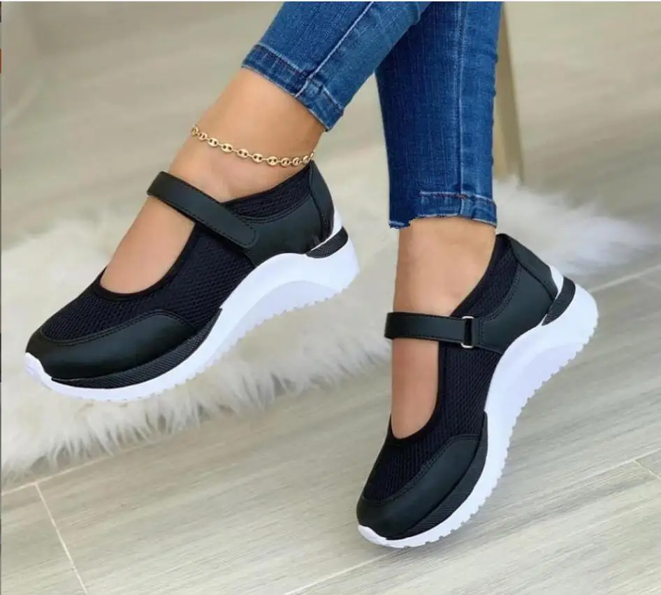 Fashion Sneakers for Women Round toe knitted platform sandals Mesh Breathable Loafers Tenis Feminino Casual Sports Women Flats