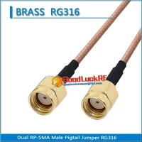 1x pcs high quality dual rp sma rpsma rp sma male to rp sma male plug coaxial pigtail jumper rg316 cable low loss