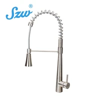 extendable kitchen sink faucet with pull out sprayer spring stainless steel 304 down