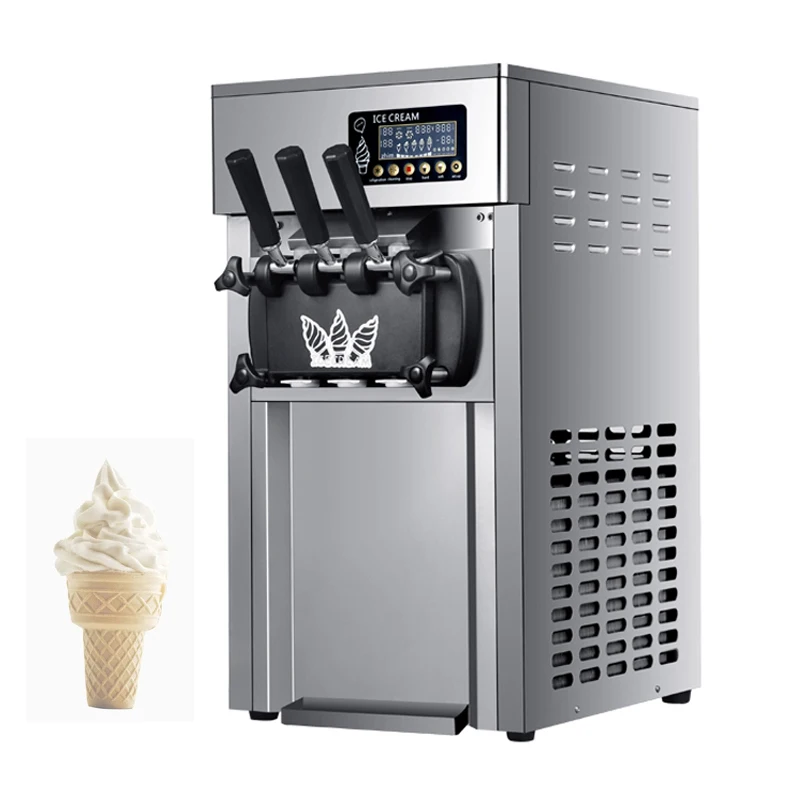 

Three Flavors Ice Cream Machine Commercial Soft Serve Ice Cream Makers Electric Desktop Yogurt Sweet Cone Vending Machine 1200W