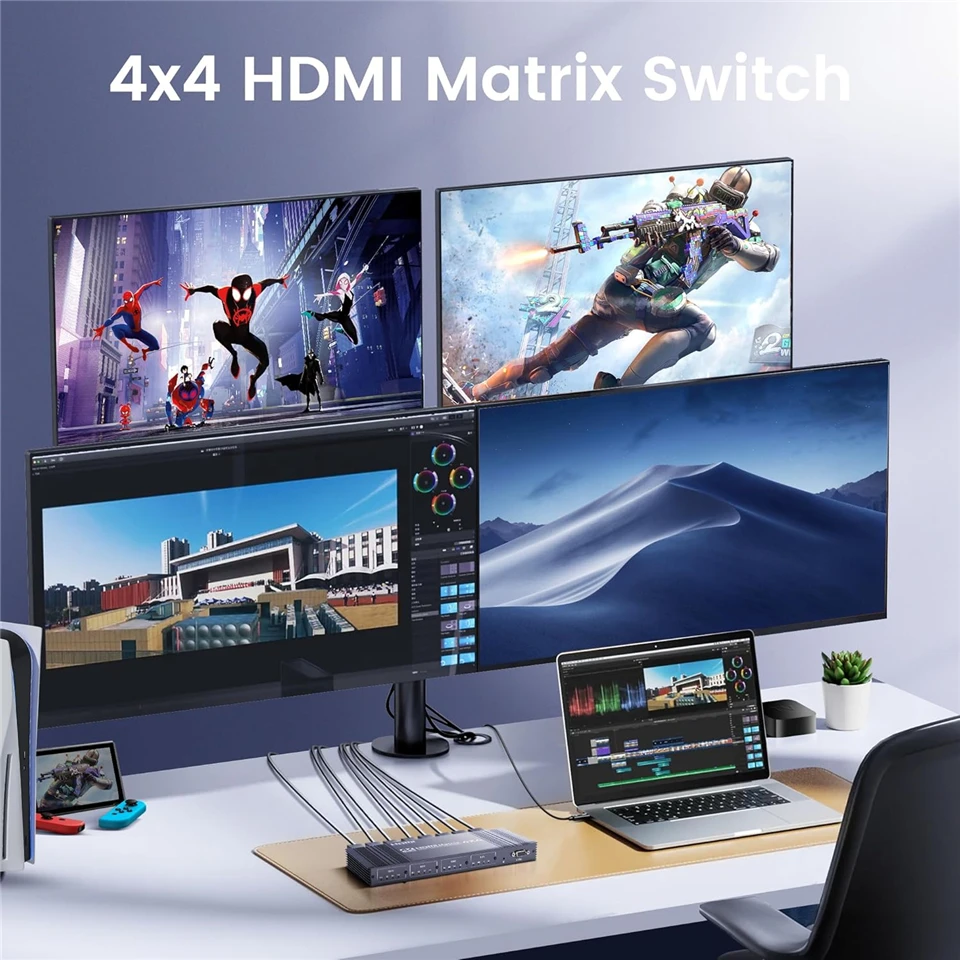 Фото Матричный переключатель 4K HDMI 4 в 4 выхода HDMI Бесшовный переключающий разветвитель 4x4 Селектор аудио-видео для камеры Ps4 ПК к ТВ-монитора №2