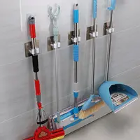 10 PCS Multifunctional Sticky Hook Wall Mounted Mop Storage Rack Brush Broom Hanger Hook Kitchen Bathroom Strong Hook