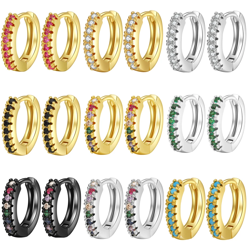 

Classic Retro Fashion Temperament Simple Delicate Luxurious Copper Inlaid Colorful Zircon Hoop Earring for Women Jewelry