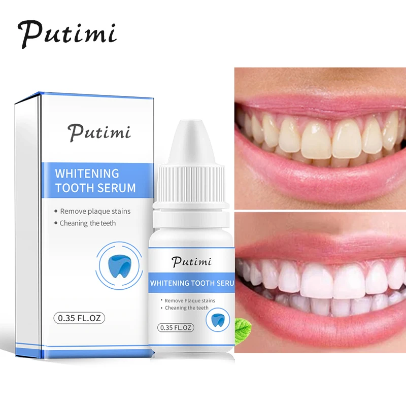 PUTIMI Teeth Whitening Essence Serum Quickly Remove Smoke Stains Tea Stains Plaque Serum Cleanser Whitening Oral Teeth Care 10ml