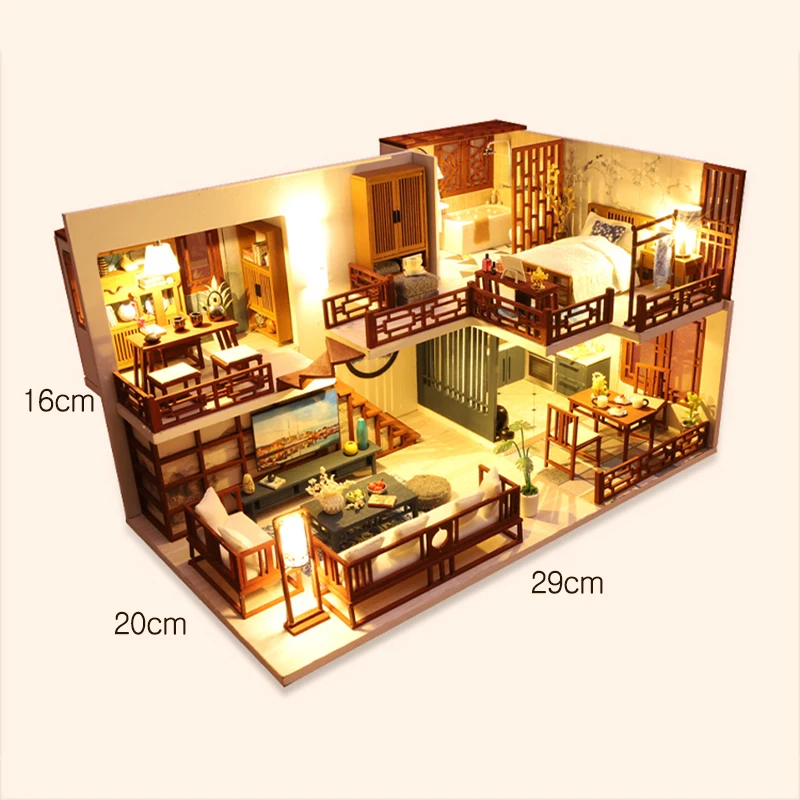 cutebee diy dollhouse kit wooden miniature dollhouse doll house with furniture led lights toys for children christmas gift free global shipping