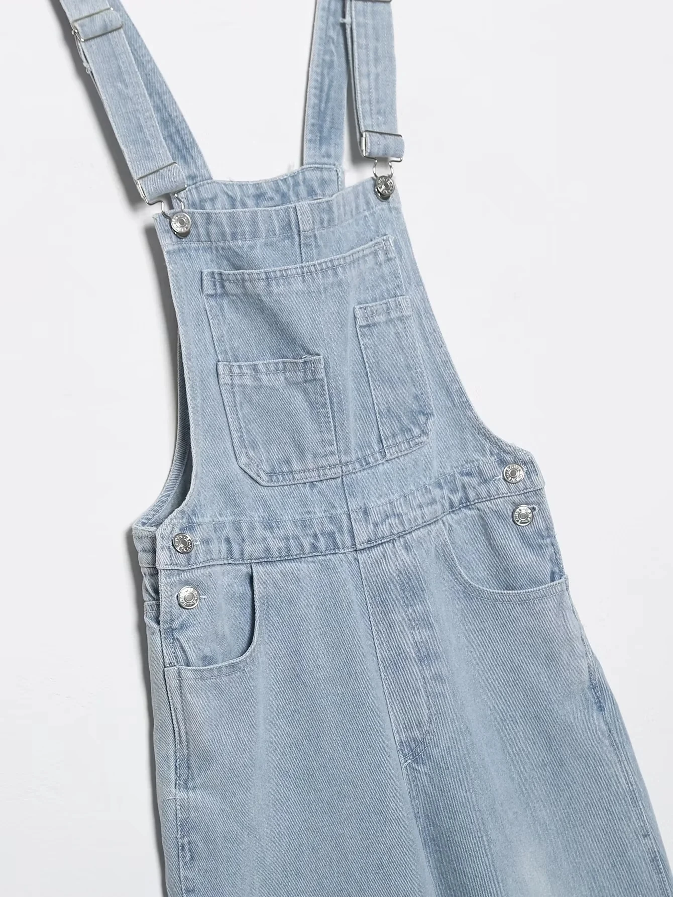 Jenny&Dave Pockets Loose Boyfriend Cargo Jumpsuits Women American Vintage Retro Sky Blue Denim Jumpsuits