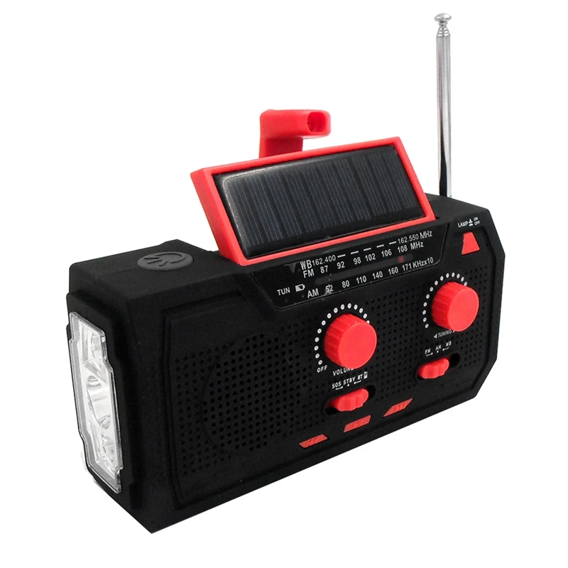 

Multifunction Hand Crank Solar Radio FM/AM Weather Radio Emergency LED Flashlight For Outdoor Camping