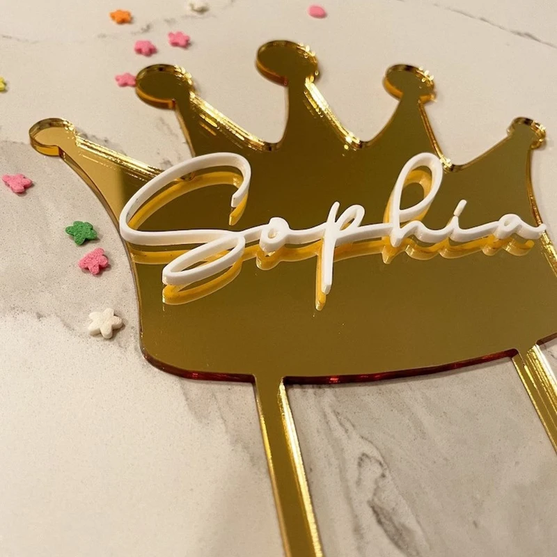 Пользовательская Корона торт на день рождения Топпер с именем заказ буквенный