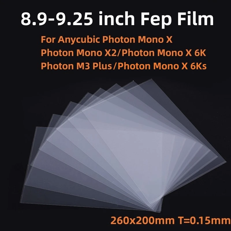 5Pcs FEP Film 8.9Inch 260*200*0.15mm For ANYCUBIC Mono X 4k 6k Mono X2 M3 Plus Elegoo Saturn 3D Printer Parts Accessories LCD