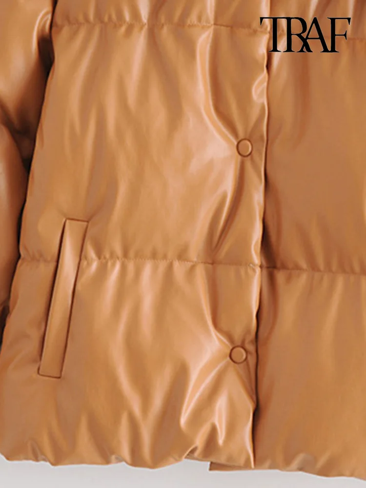 Куртка женская из искусственной кожи с длинным рукавом и карманами | Женская