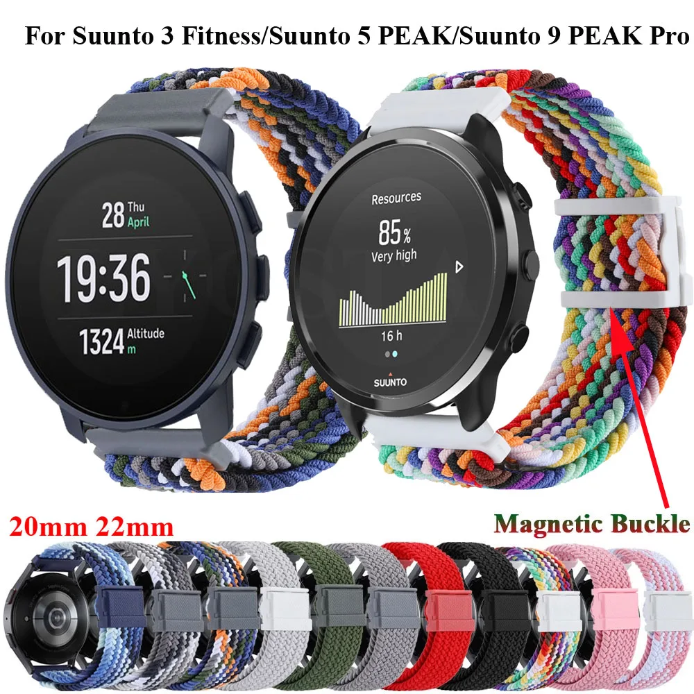 

For Suunto 3 Fitness Strap Nylon Bracelet 20mm 22mm Watchband Sports For Suunto 9 PEAK Pro/5 PEAK/LEMFO K22/DTX/Polar Ignite/2