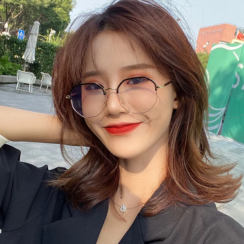 

Myopia Glasses Big Oversized Glasses -1.0 To -6.0 Frame Nearsighted Prescription Glasses Metal Anti-blue Women&Men Diopter UV400