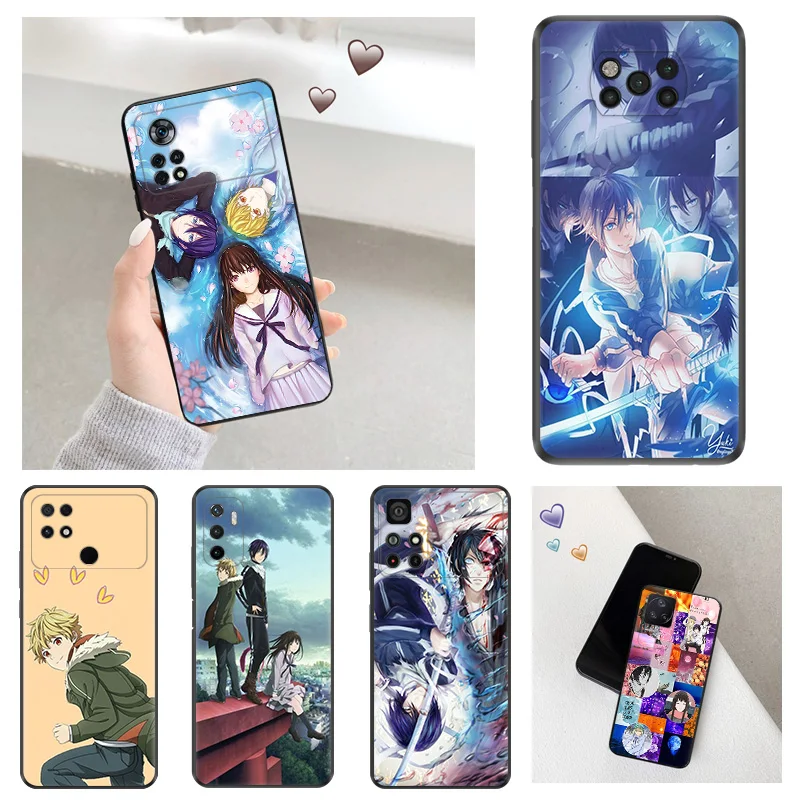 

Black Anti-Drop Phone Case For Xiaomi Poco X4 X3 M4 M3 Pro NFC M5 M5S F4 F3 GT C40 A2 Lite F1 Noragami Yato Anime Cover