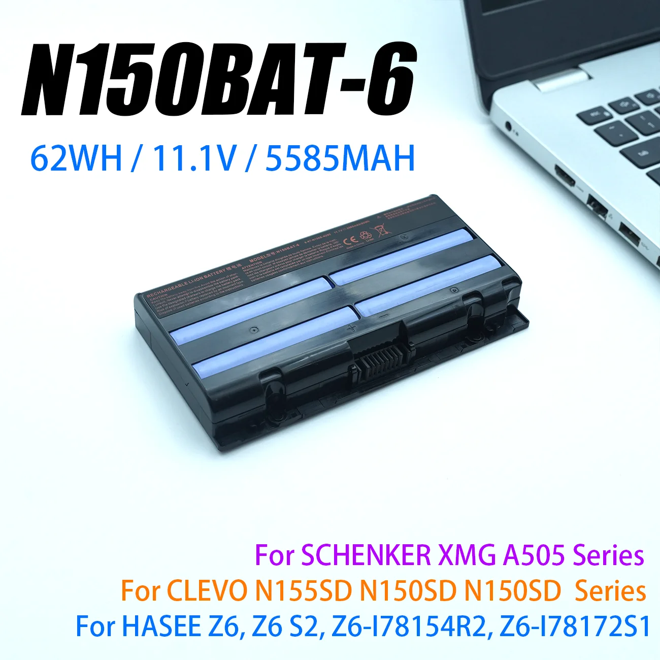 Фото N150BAT-6 62WH Аккумулятор для ноутбука Clevo N155SD N150SD N150SD серии N170SD для HASEE Z6, Z6 S2, Z6-I78154R2, Z6-I78172S1, №1