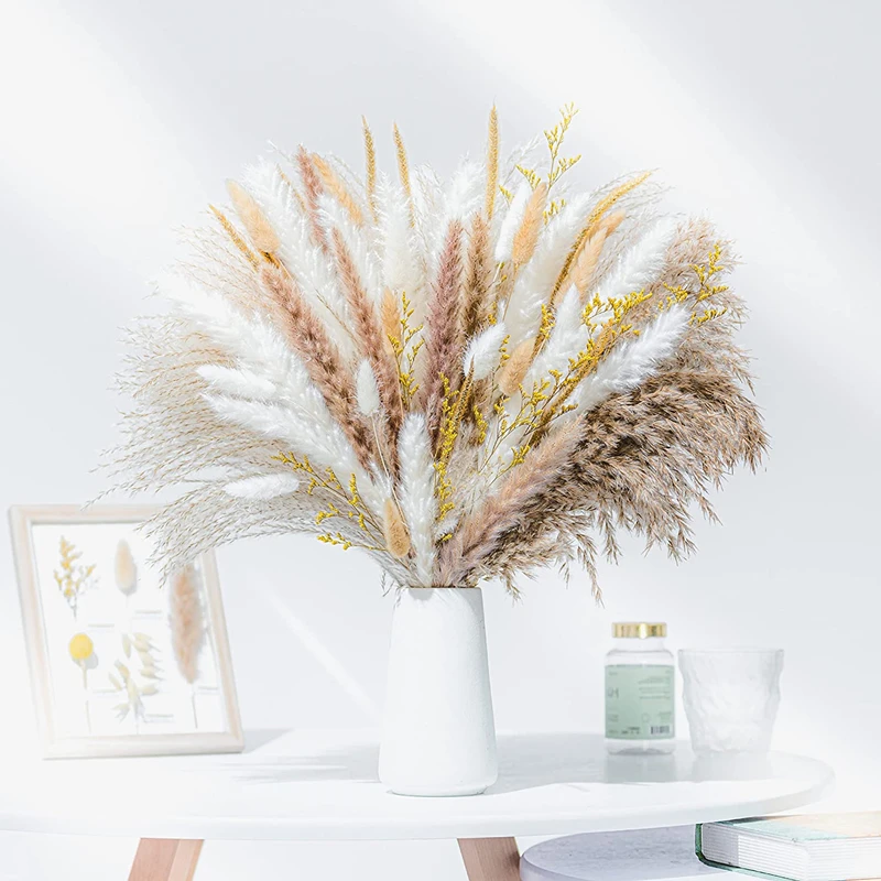 

Wedding Arrangements Floral For Decor Grass Reed 80pcs Dried Natural Home Bouquet Pampas Decoration Limonium Boho Fluffy Flowers