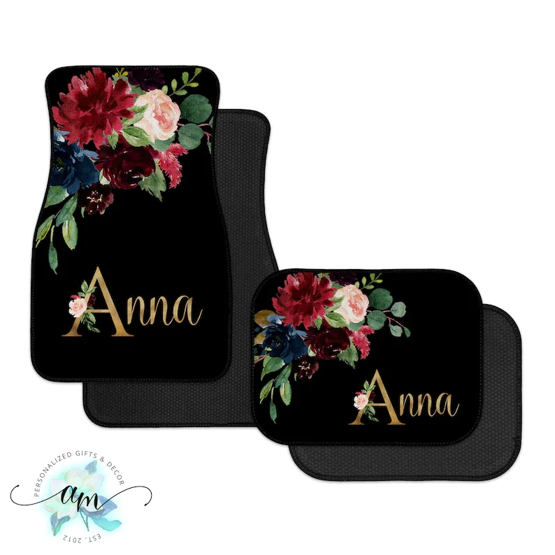 

Personalized Car Mats Floral Car Mats Car and Auto Accessories, SUV and Truck Floor Mats Gifts for Her Floor Mats for Car