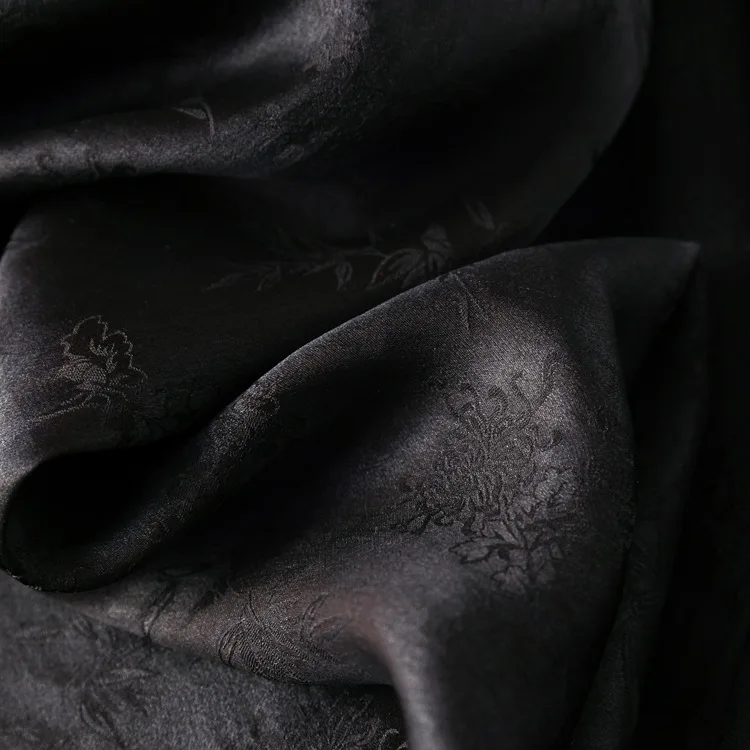 Роскошное качество 100% натуральный шелк тутового шелка жаккард черная