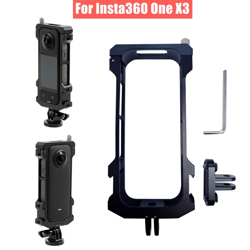 

Protective Frame For Insta360 One X3 Expansion Metal Cage Housing Mount With Adapter For Insta 360 X3 Action/Panoramic Camera