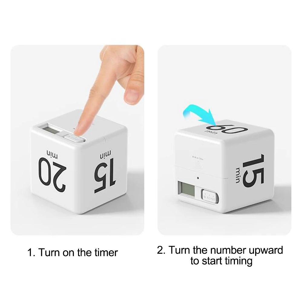 

Practical Alarm Clock Digital Display Time Management PP Cube Shape Countdown Homework Study Timer Kitchen Timers 15-20-30-60