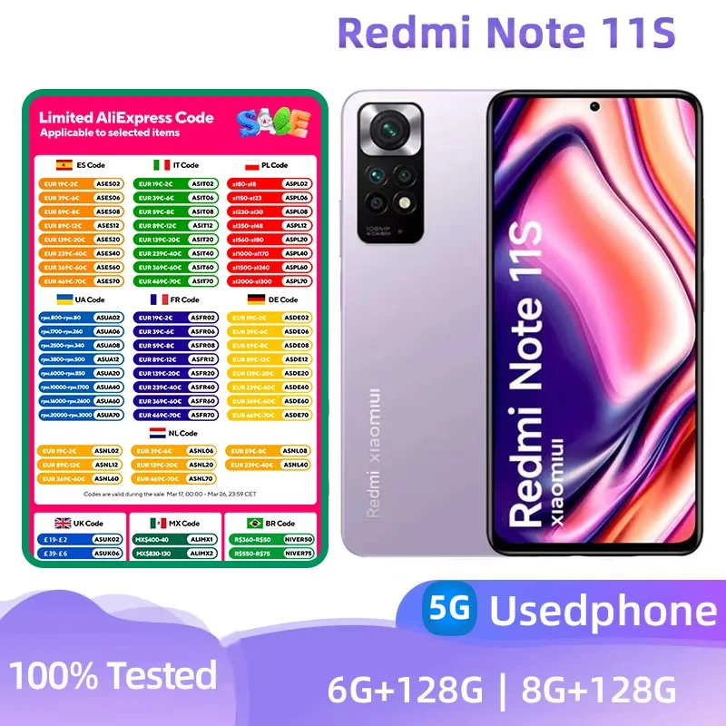 Смартфон Xiaomi Redmi Note 11S 5G 6/128ГБ 8/128ГБ china Б/у