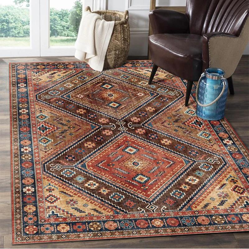 

Персидские ретро-ковры с американским принтом для гостиной, геометрические искусственные коврики, коврики для гостиной, спальни, кровати, д...