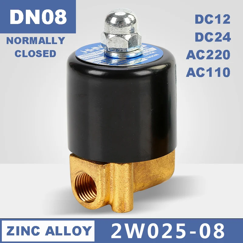 

High Quality New DN08 1/4" Zinc Alloy Valve Body Brass Coil Water Valve Normally Closed Two-way Two Position Solenoid Valve