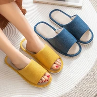 linen home shoes women cotton household slippers indoor floor summer mute sandals spring autumn couples chaussure bedroom mujer