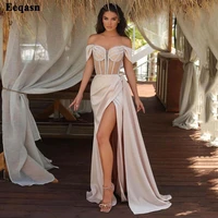 eeqasn elegant mermaid satin evening party dresses beaded sweetheart sexy side split special event gowns long formal prom dress
