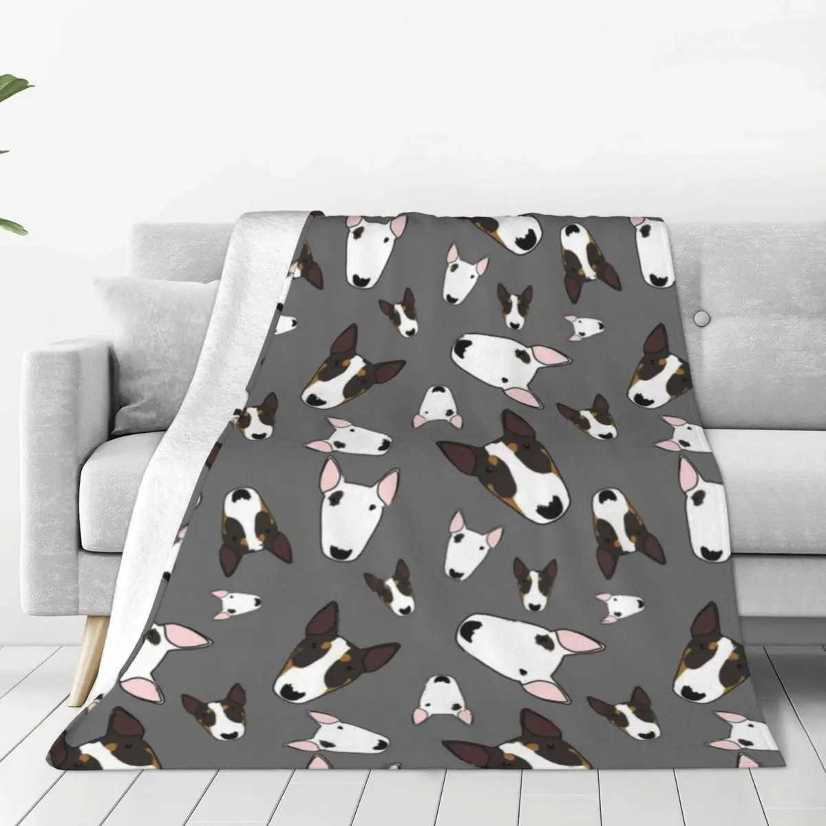 Бультерьер мягкие прочные одеяла серые постельные принадлежности для домашних