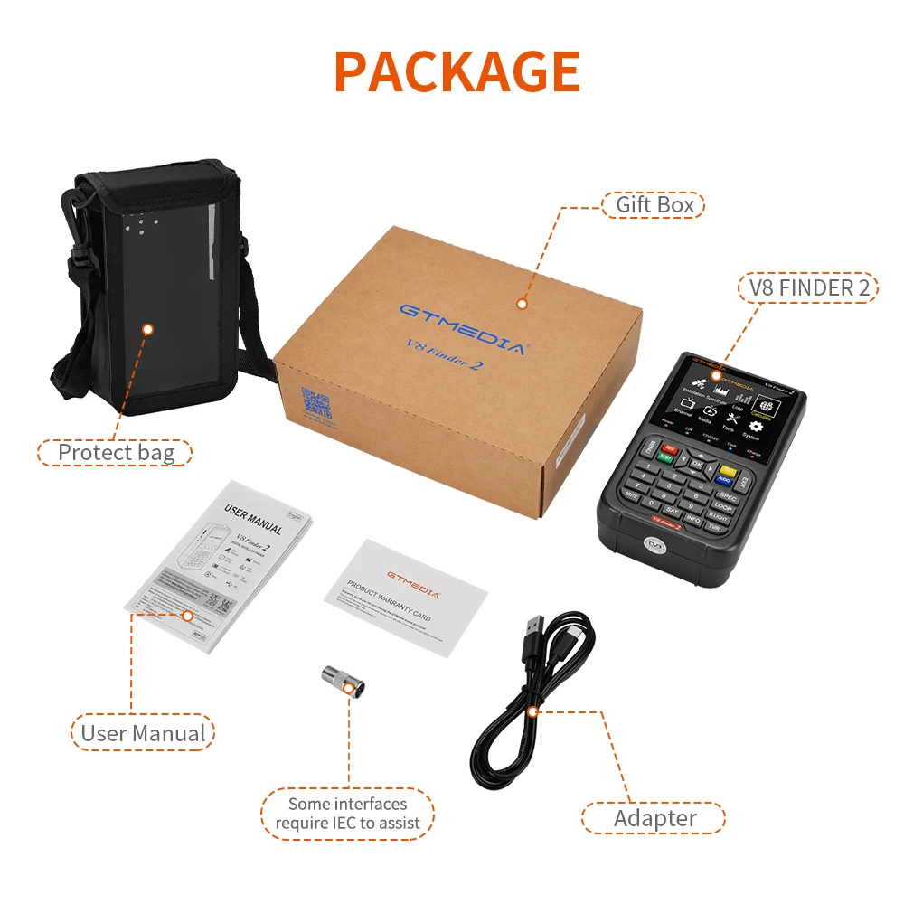 Портативный прибор для обнаружения спутникового сигнала GTMEDIA V8 Finder2