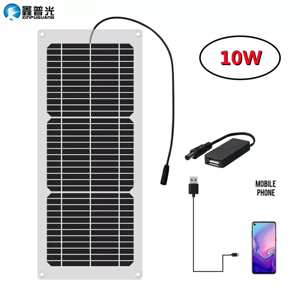 

NEW2023 Portable Solar Panel Kit 20W 10W 18V Flexible Panels Solar Charger Outdoor Travel Camping Mobile Phone Solar Charging Bo