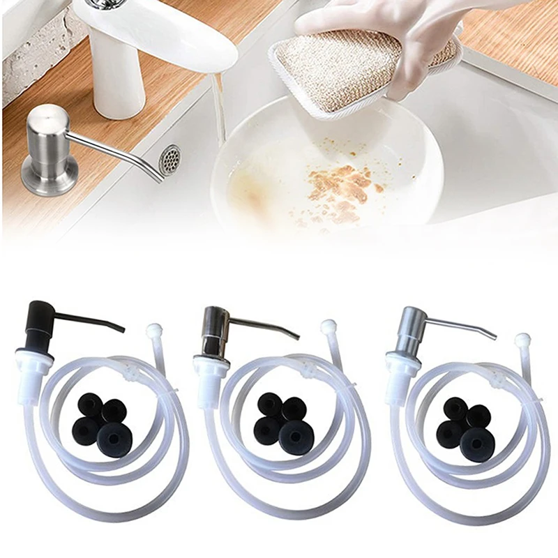 

Stainless Steel Liquid Soap Dispenser Extension Tube Built-in Lotion Pump Extension Tube for 25-35mm Bathroom Kitchen Sink Hole