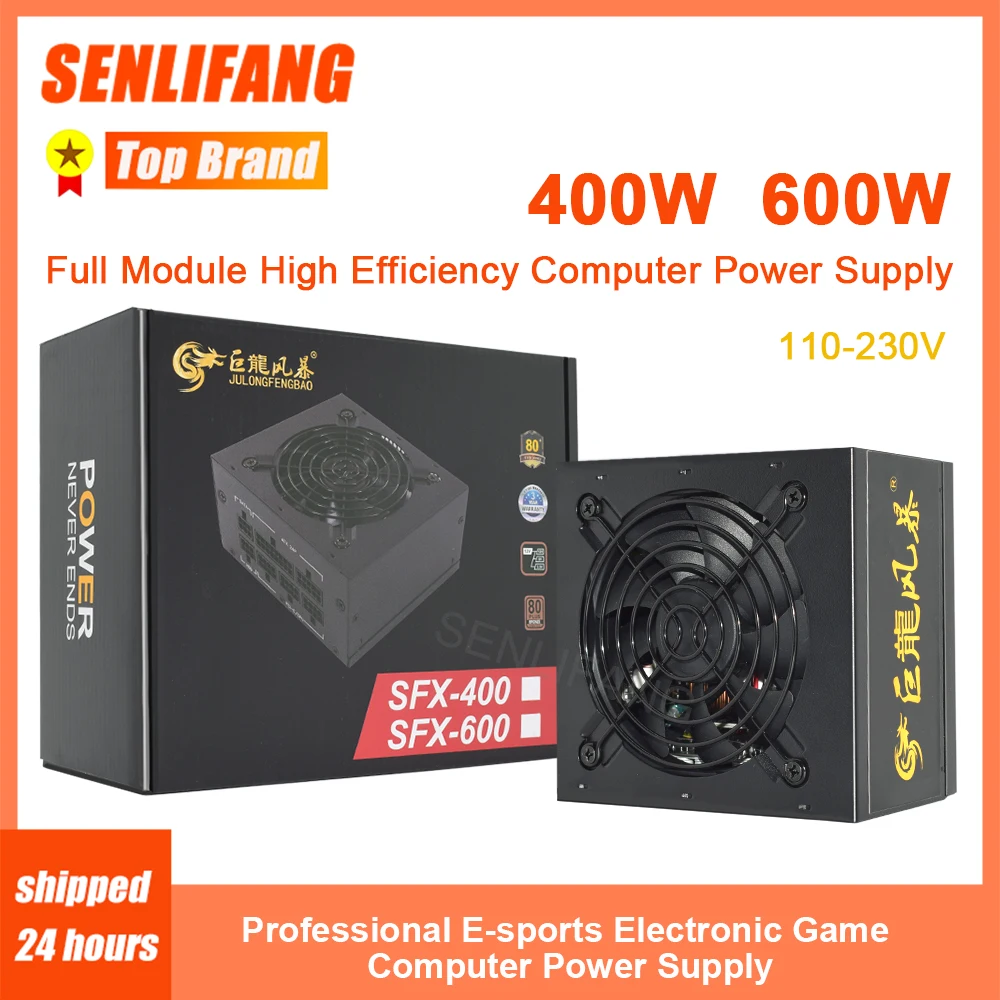 

JUNLONGFENGBAO 600W Gaming PC High Efficiency 400W PSU 110V-230V SFX Micro Full Modular PC Power Supply 80Plus Bronze