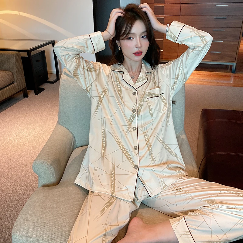 Womens Pure Cotton Pajamas Pyjamas Set Sleepwear Pijama Pajamas Suit Female Sleep Two Piece Set Women's Loungewear Home Suit